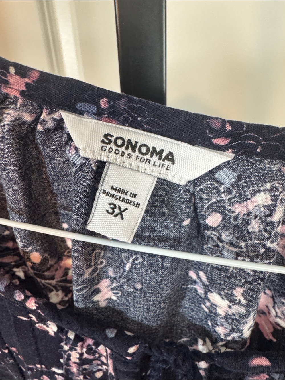 Sonoma Navy Tunic Top with Pink Floral Print - Picture 2 of 3